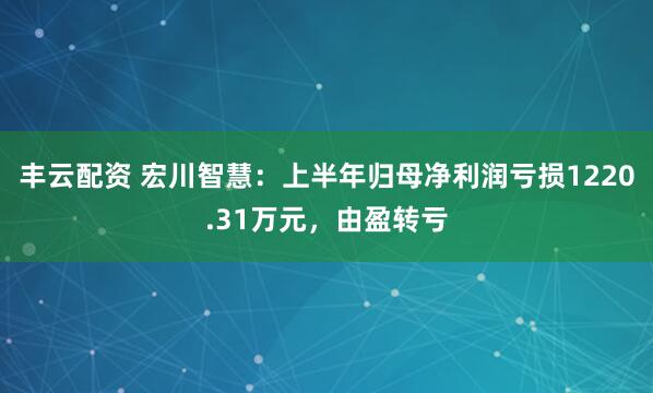 丰云配资 宏川智慧：上半年归母净利润亏损1220.31万元，由盈转亏